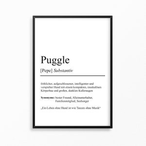 Puggle Dog Breeds Definition Poster Personalizable | Minimalist wall decoration mural gift dog lover