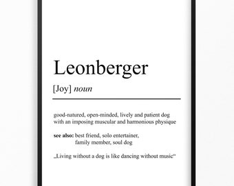 Leonberger Definition Poster | Minimalist Design | Personalizable Gift Birthday | Dog Owner Dog Lover