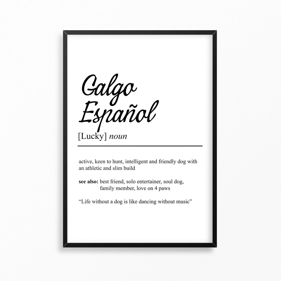 Galgo Espanol Definition Poster Personalizable Dog Breed Poster Gift