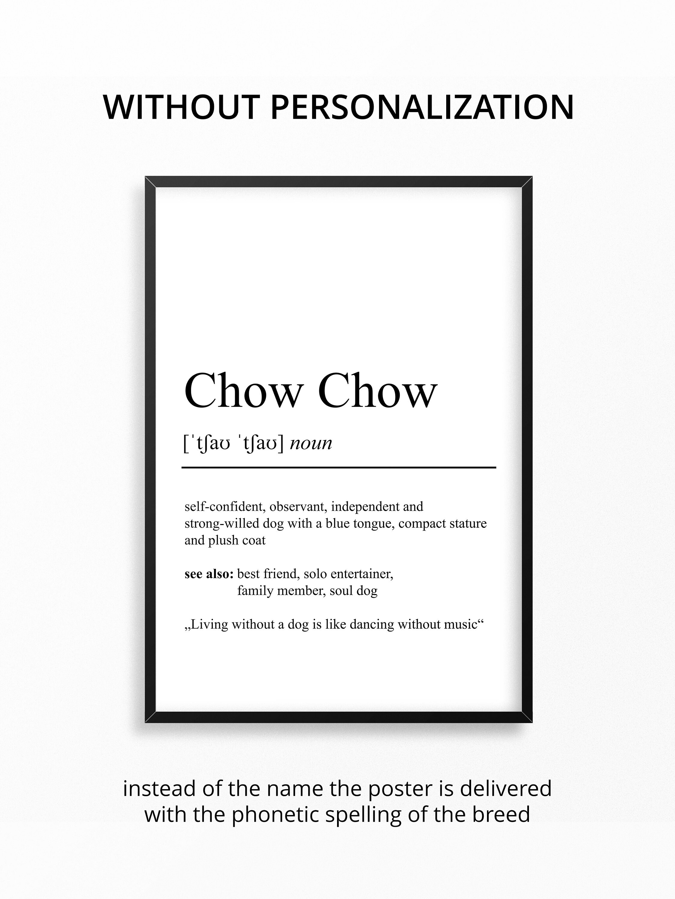 Chow Chow Definition Poster Minimalist Design Personalizable Gift