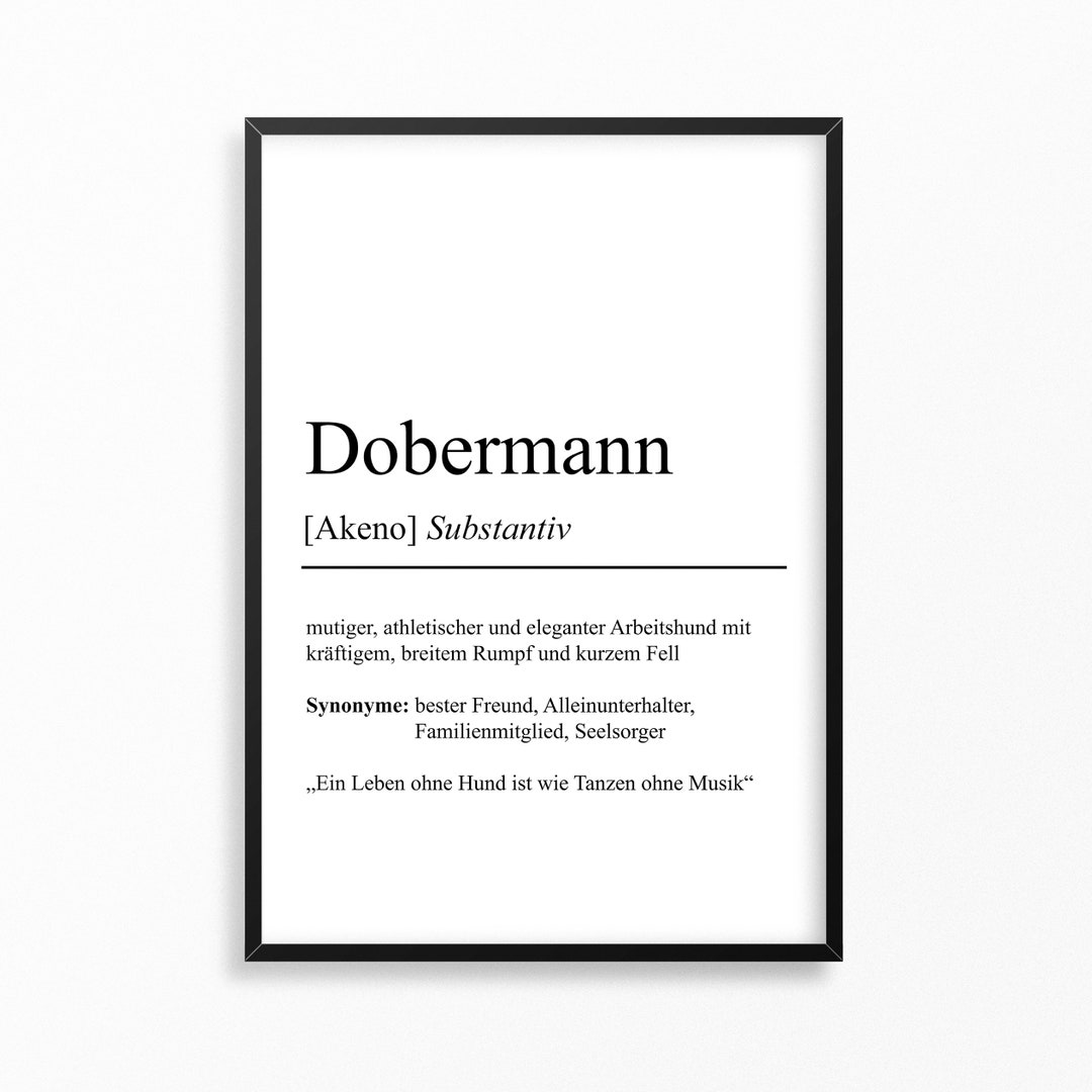 Doberman Pinscher Dog Breeds Definition Poster Customizable Etsy