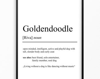 Goldendoodle Definition Poster | Minimalist Design | Personalizable Gift Birthday | Dog Owner Dog Lover