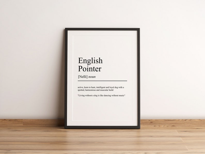 English Pointer Definition Poster Minimalist Design - Etsy