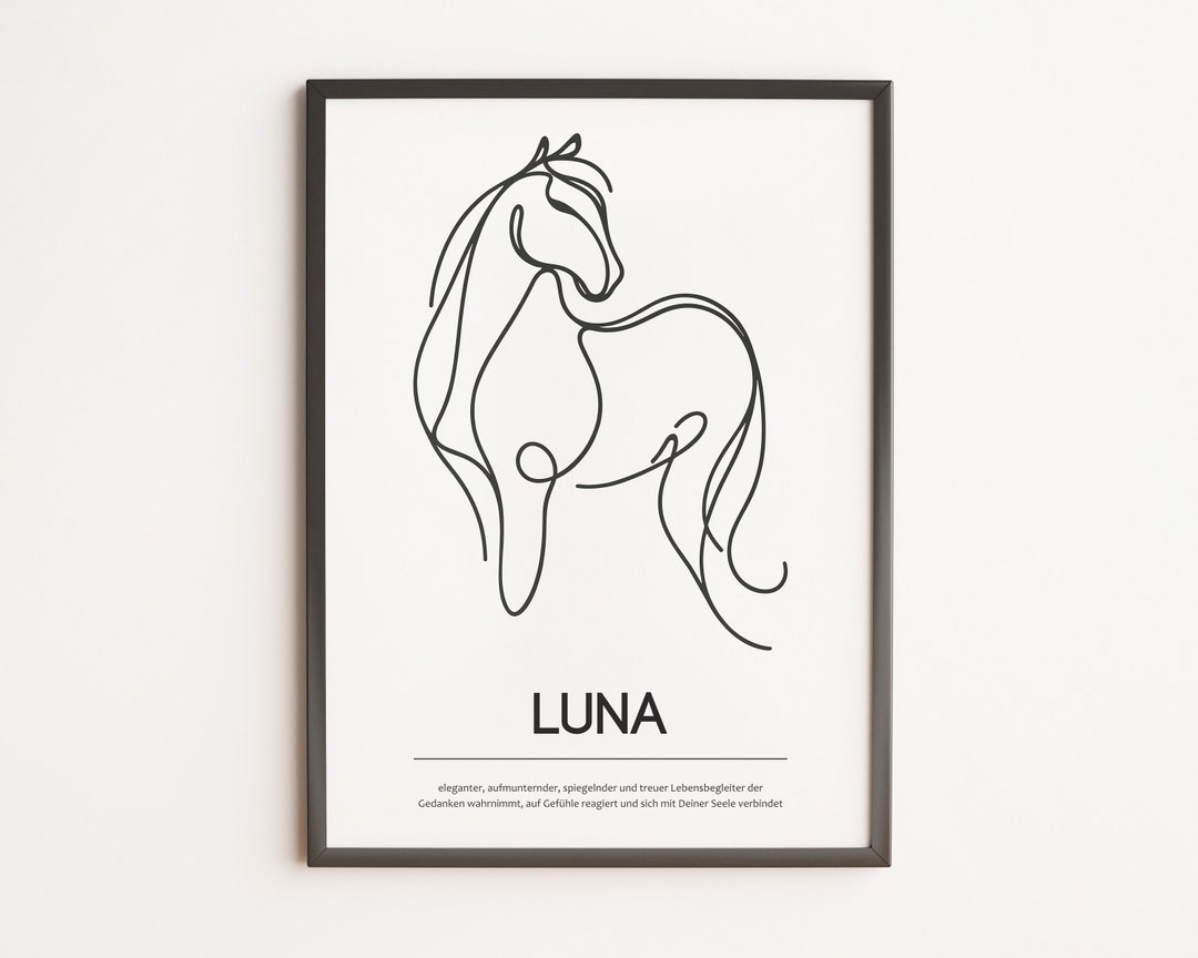 Horse Line Art Definition Poster Customizable Wall Picture Etsy