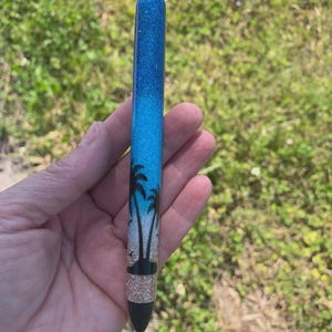Beach Glitter Pen, Beach Pen, Custom Pen, Resin Pen, Glitter Pens
