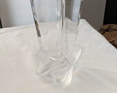 STUNNING LALIQUE Lucca Crystal Vase Post Modern French Ribbon Love Knot