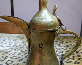 ANTIQUE DALLAH Coffee Tea Pot Brass Copper Turkish Arab Islamic EWER Kettle