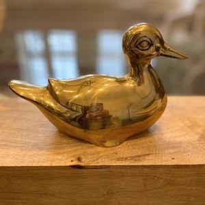 Messing Ente Statue Figur oder Buchstütze, Vintage