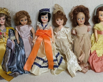 Set of 6 1940&#39;s Composition & Plastic Vintage Mid Century Dolls