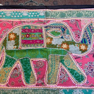 Vintage Indische olifant wandkleed Vintage patchwork wandtapijt boho handgemaakt kralen geborduurde etnische Indiase wanddecoratie