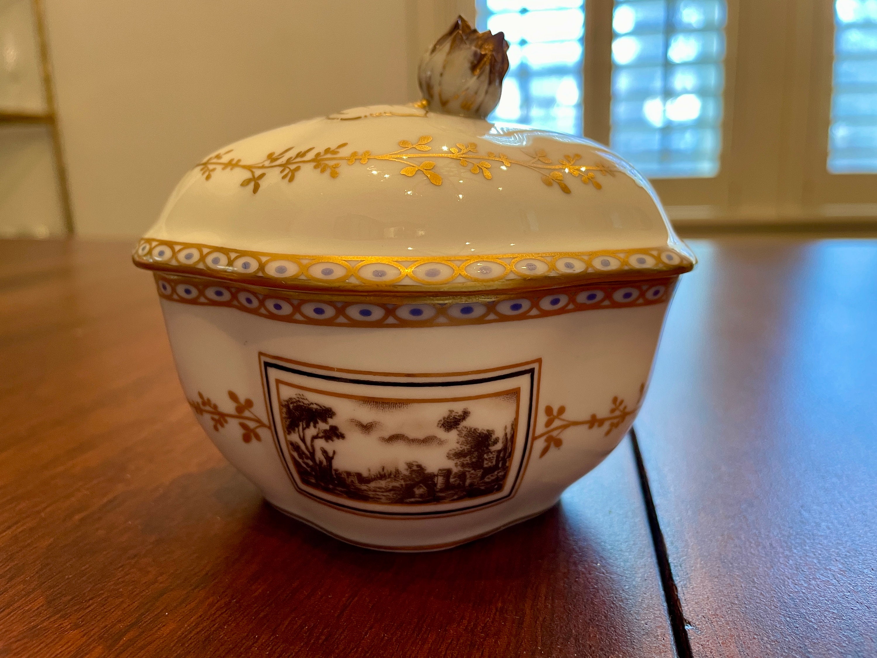 2x Bols à Huîtres Richard Ginori 'Fiesole' - Porcelaine Blanche, Bord Doré, Vintage Italie