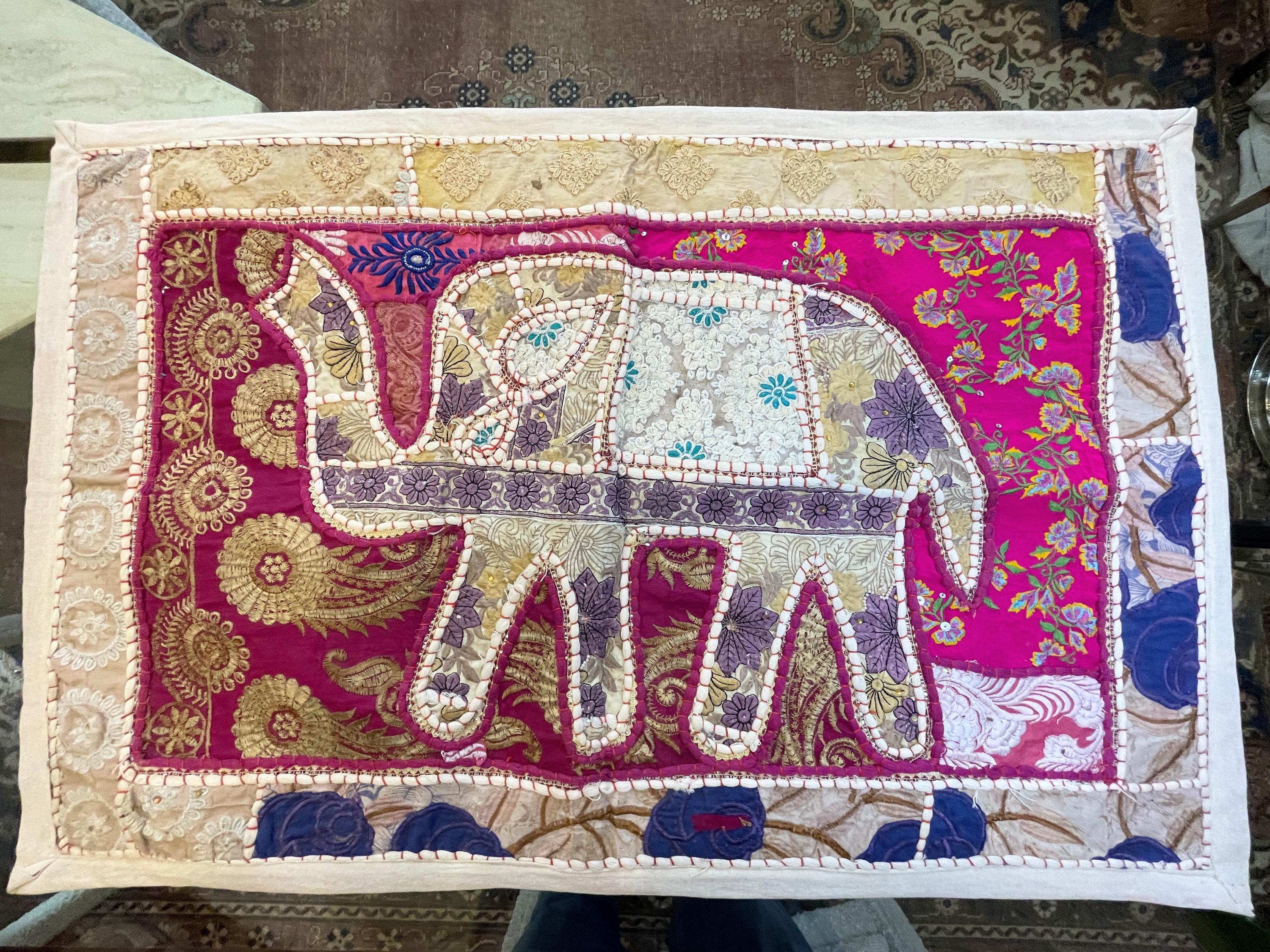 Vintage Indian Elephant Wall Hanging Tapestry Bohemian Handmade Beaded ...