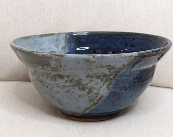 Gorgeous Blue glazed stoneware bowl Signed by Artist "Whittier"