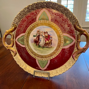 Royal Vienna Blue Beehive Signed Kaufmann 17&quot; Charger Defined Edges Applied Gold Edging Antique 19th Century