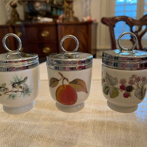 Vintage Royal Worcester ENGLAND Standard Size Evesham Egg Coddlers Set of 3