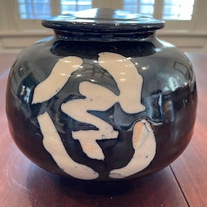 Handmade Abstract Ceramic Vase - Black and White Artistic Pottery