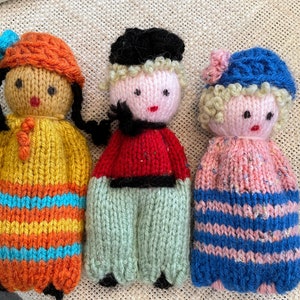 Juego de 3 muñecas vintage de crochet hechas a mano