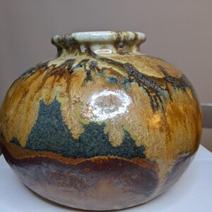 Handcrafted Studio Pottery Vase with Unique Earth-Tone Glaze