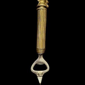Vintage Brass and Metal Bottle Opener with Fluted Handle | Collectible Barware