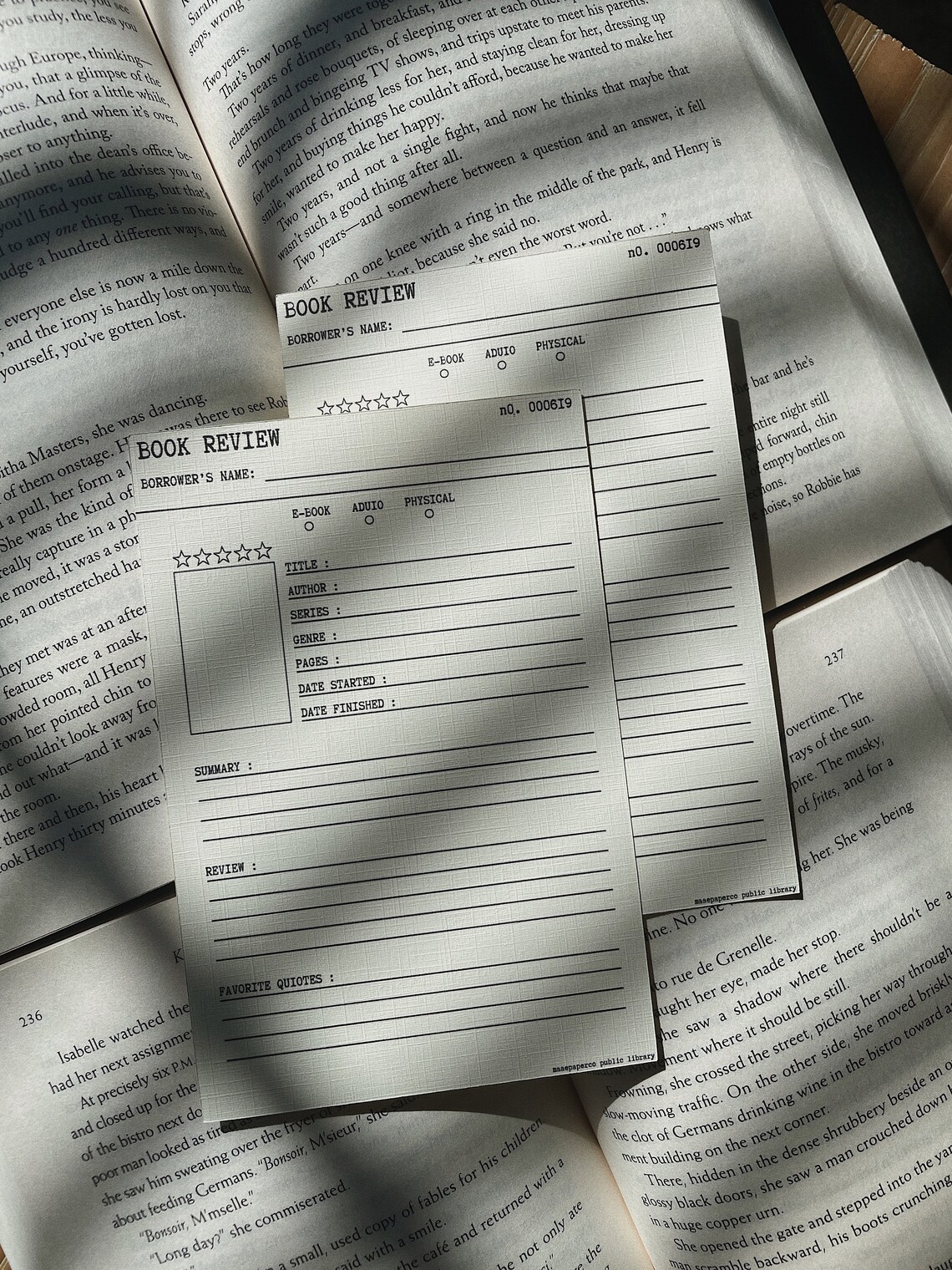 Book Review Library Card Tracker - Etsy