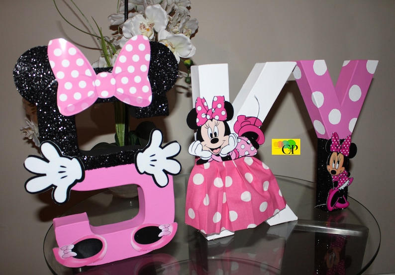 Minnie Mouse Letters 3D, Minnie Mouse Birthday Party Decorations, Minnie Mouse Wall Decor, Minnie Mouse, Disney afbeelding 1
