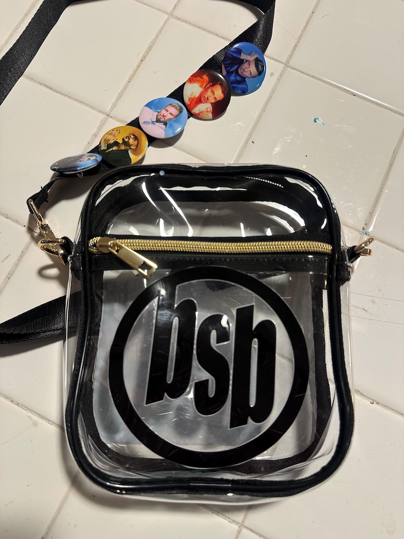 Detail view of Backstreet Boys custom handbag.