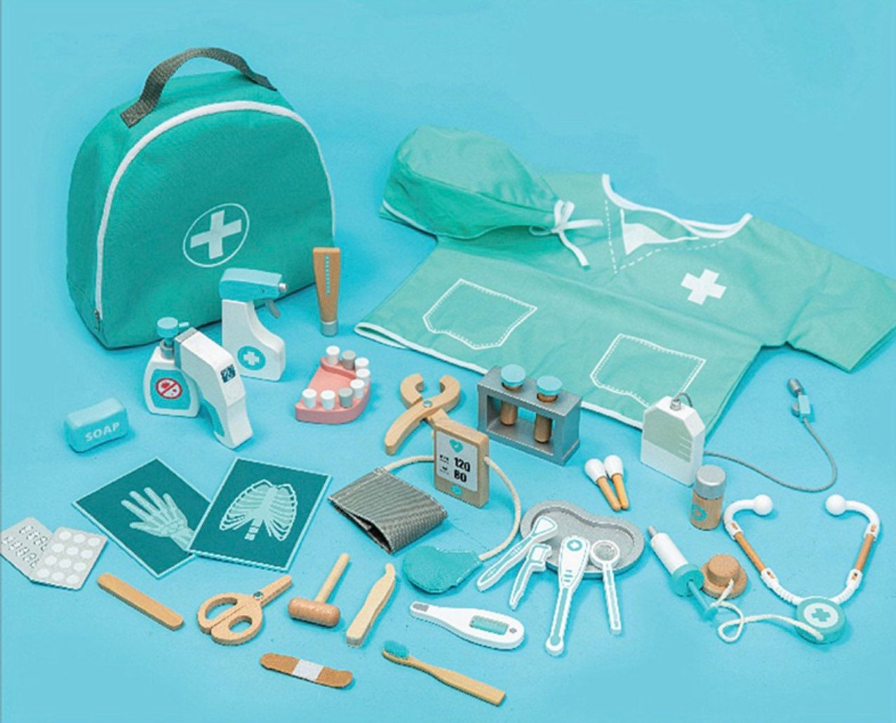 Kit médical de dentiste Blue Hippo - Ensemble de docteur jouet - Set de  Play - 13 pièces