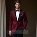 Deep Maroon Tuxedo for Men | Shawl Lapel Red Dinner Jacket with Black Pants | Luxury Formalwear for Prom, Wedding & Parties