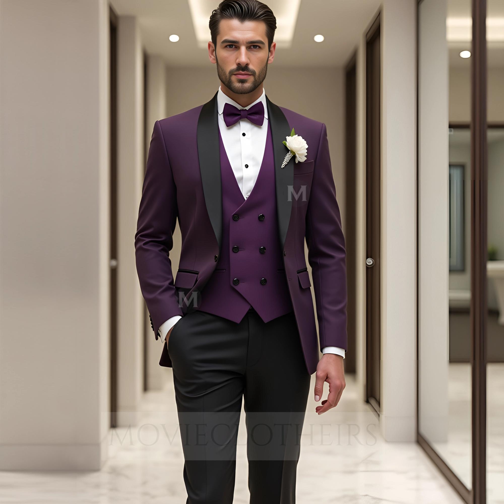 Purple Double Breasted Suit - Etsy UK