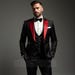 Maroon & Black Wedding Suit &ndash; 3 Piece Red Peak Lapel Tuxedo Blazer Classic Vest and Trousers | Formal Prom, Ceremony Fashion Attire for Men