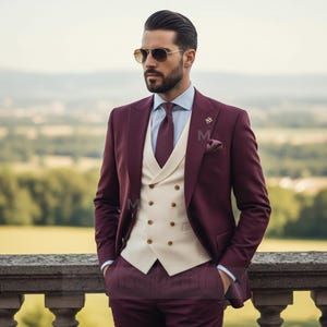 men's burgundy dress shirt for wedding Suit Men Maroon Size:Large/16-16.5 Neck/32-33 Sleeve