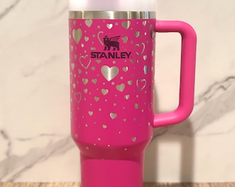 Valentine's Day Pink Heart Engraved Tumbler 40 oz Custom Tumbler Gift for her Valentines Day Gift Women Birthday Present Gift for Mom