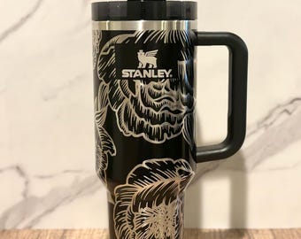 Floral Engraved Quencher Tumbler 40 oz Custom Tumbler Gift for her Collectors Holiday Presents Gift for Mom Birthday Presents