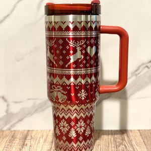 Christmas Sweater 40 oz Tumbler Engraved Christmas Tumbler Custom Tumbler Gift for her Holiday Presents Grab Bag Gift White Elephant Gift