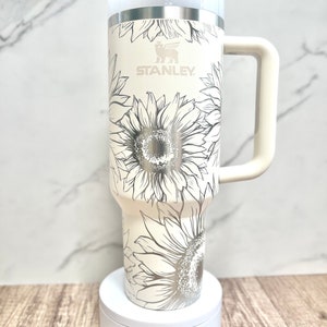 Sunflower Engraved Tumbler Custom Tumbler Tumbler with handle Gift for her Collectors Holiday Presents Birthday Presents Gifts for Mom