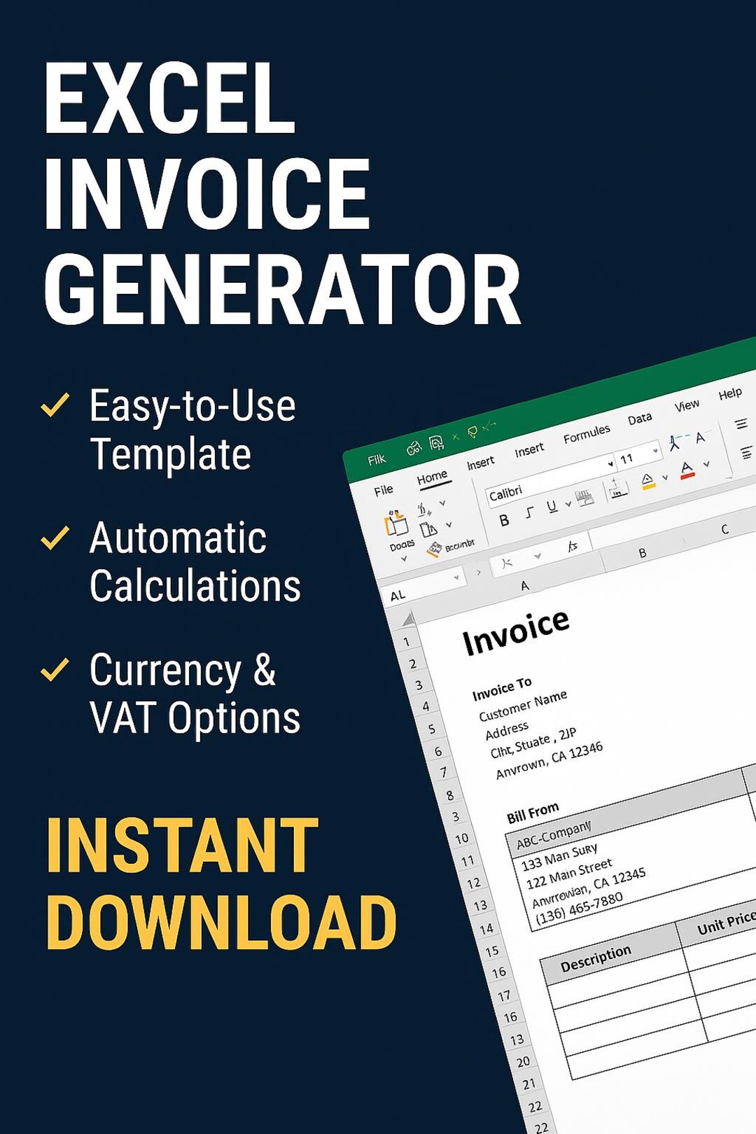 Eta E Invoices Excel.pdf Automated Excel Invoice Template With VAT Toggle and Currency Selection ...