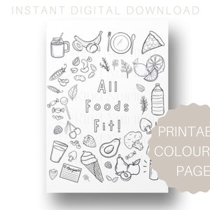 Nutrition Colouring Page | All Foods Fit, Nutrition Education Handout, Food Art Page, Printable Colouring Page, Instant Digital Download