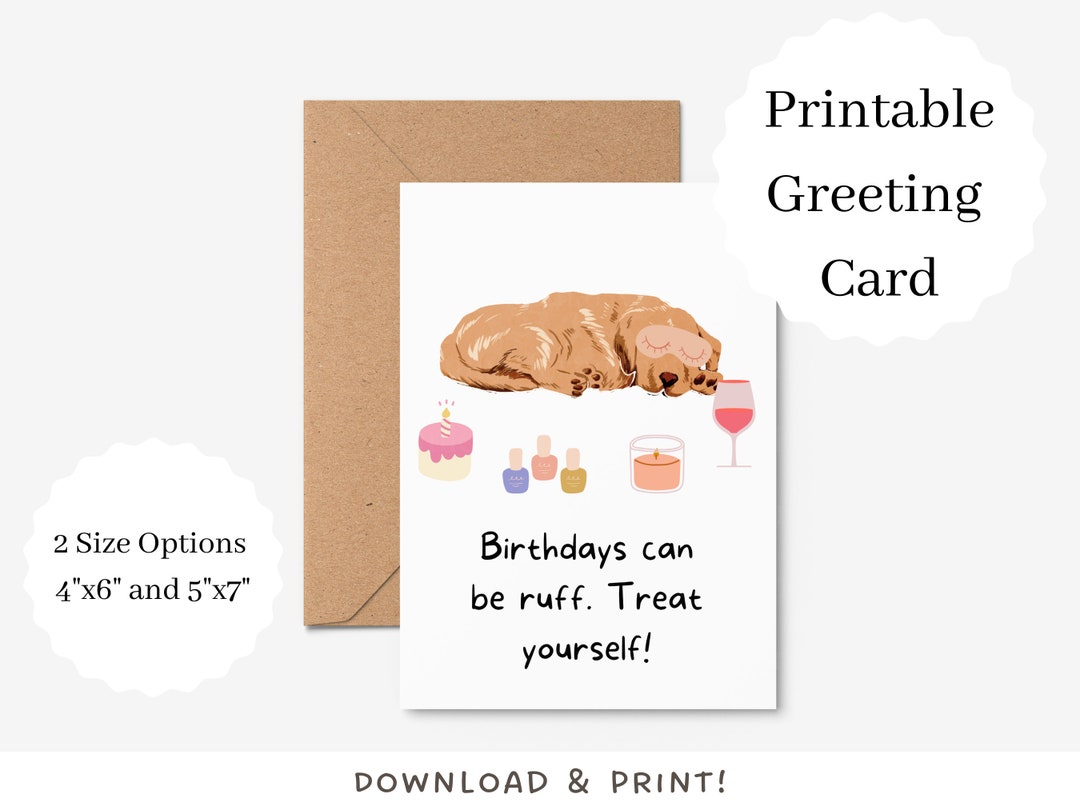 Funny Dog Birthday Card | Digital Download | Printable Dog Greeting ...