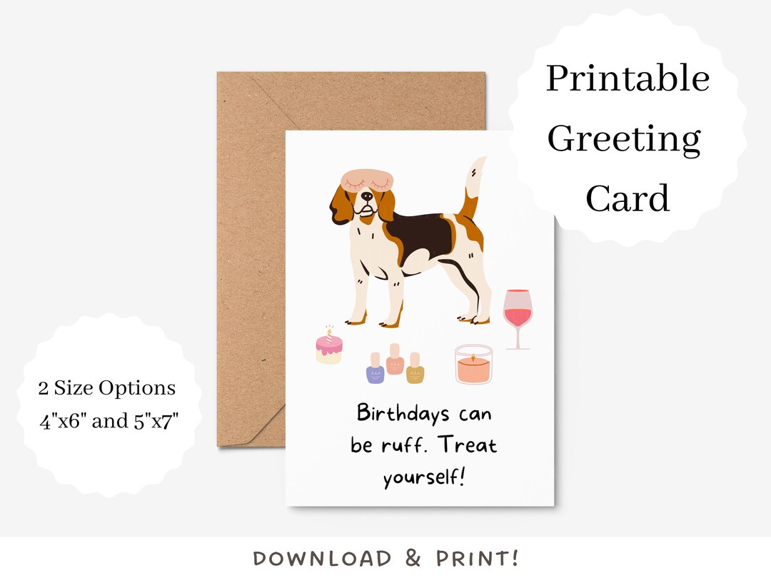 Funny Dog Birthday Card | Digital Download | Printable Dog Greeting ...