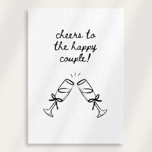 Cheers to the Happy Couple Wedding Printable Card | Hand-Drawn Wedding Card, Black and White Wedding Card, Instant Digital Download, PDF