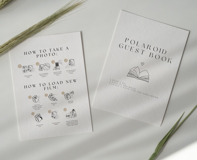 Polaroid Guest Book Sign Printable Instax Mini Camera Instructions for ...