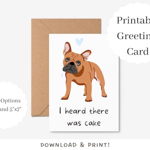 Grappige verjaardagskaart Franse Bulldog | Digitale download | Afdrukbare hondenkaart | Leuke verjaardagskaart voor hondenliefhebbers | Verjaardagskaart Frenchie
