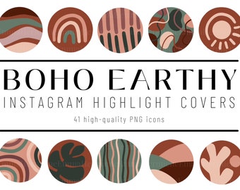 BOHO Earthy Instagram Highlight Covers | Cute Bohemian Social Media Icons | Instant Digital Download | Neutral Earthy Tones | IOS App Icons