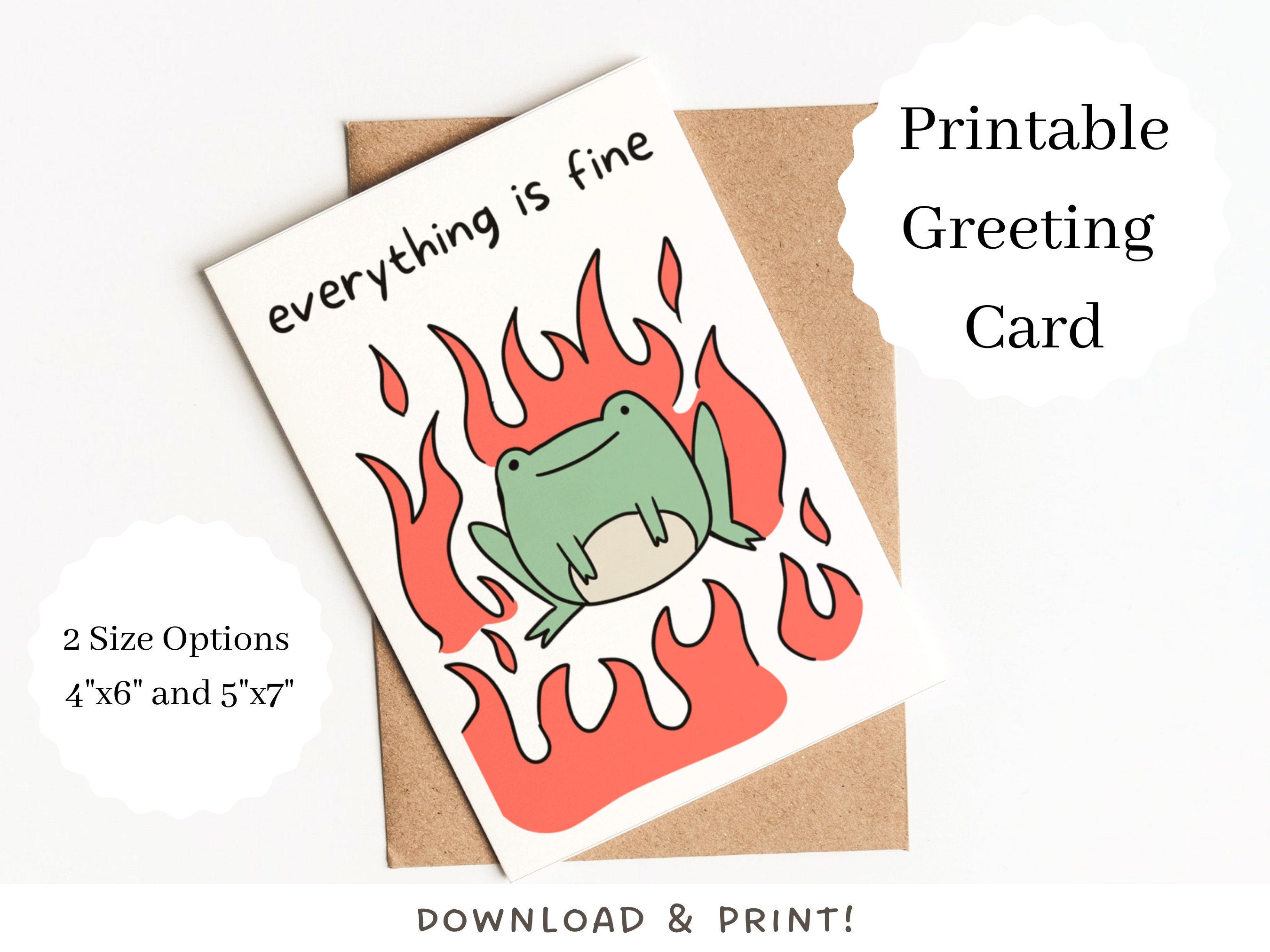 Funny Printable Card Instant Digital Download, Blank Frog Greeting Card ...