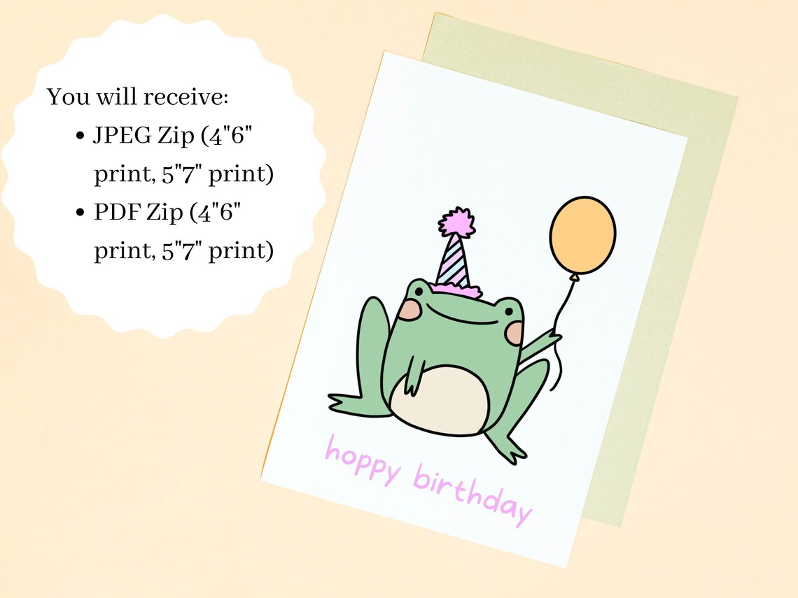 Printable Frog Birthday Card Instant Digital Download, Funny Cute ...