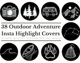 Outdoor Adventure Instagram Highlight Covers | Minimalist Aesthetic | Social Media Icons| Camping, Wilderness, Travel, Hiking, RV, Mountains