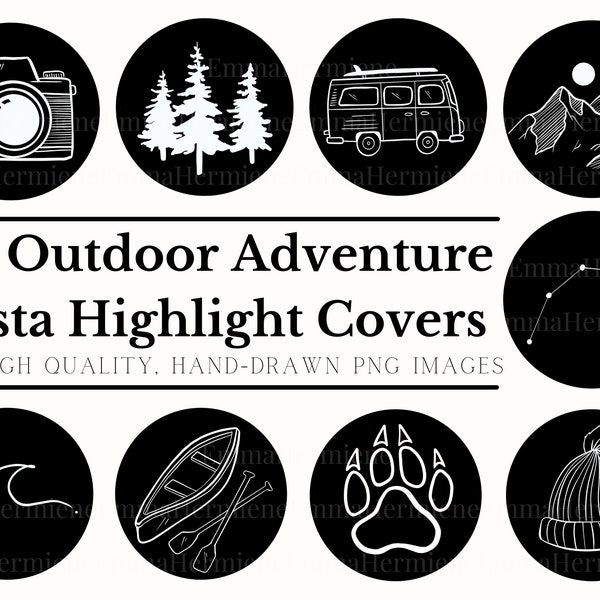 Outdoor Adventure Instagram Highlight Cover | Minimalistisches ästhetisches | Social Media Icons| Camping, Wildnis, Reisen, Wandern, RV, Berge