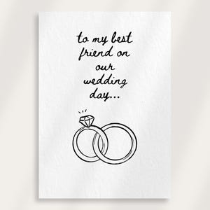 Carte imprimable le jour du mariage À mon meilleur ami, Carte de mariage dessinée à la main, Carte de fiancé, Carte de mariage pour la mariée, Carte de mariage pour le marié