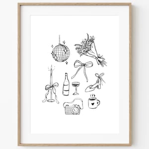 Ilustração personalizada de "Coisas Favoritas" desenhada à mão | Digital para impressão | Bonito, personalizado, ilustração digital, presente personalizado