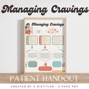 Food Cravings Patient Handout | Nutritionist Handout, Dietitian Handout, Healthcare Resource, Patient Education, Managing Cravings PDF